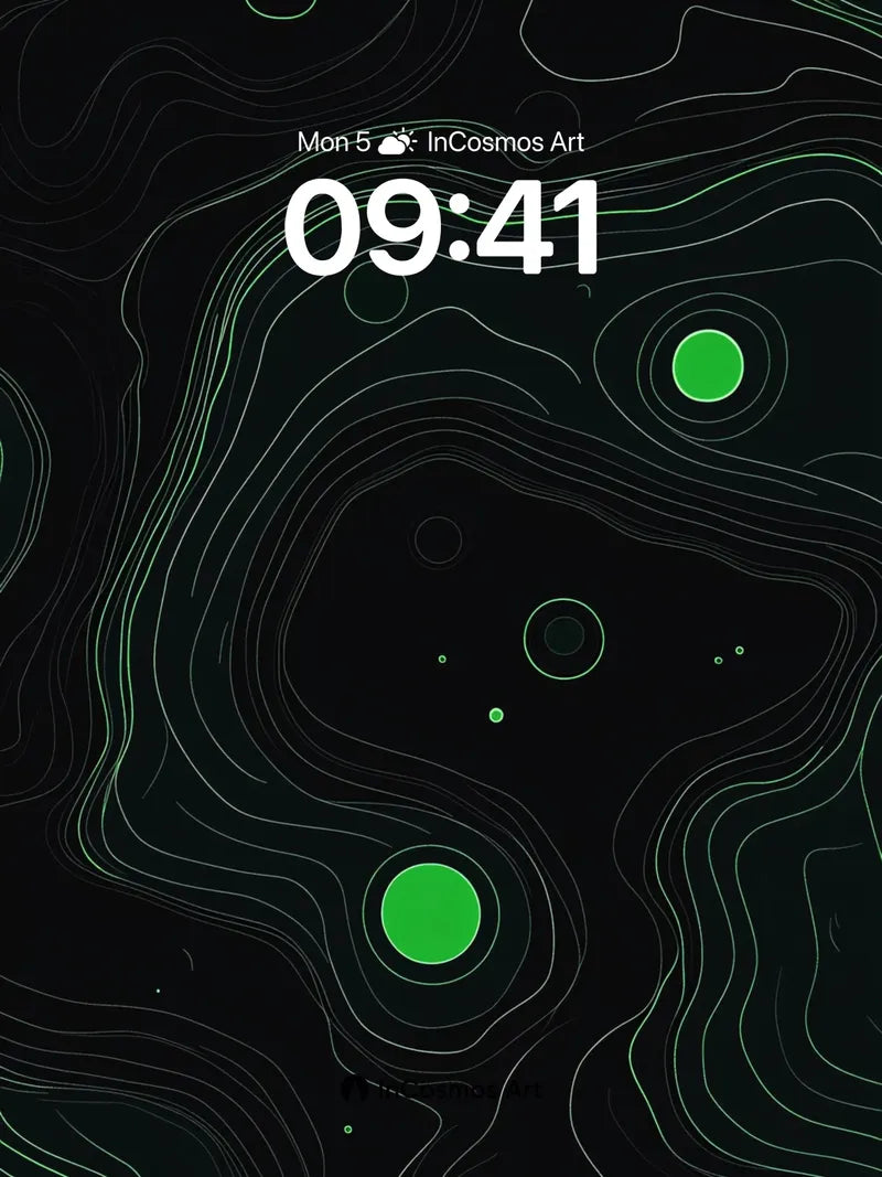 Neon Topography Wallpaper with Ghost Circles