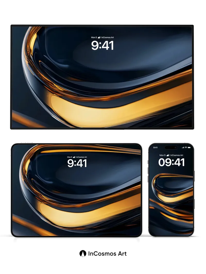 Luminous Wave Wallpaper with Liquid Gold Veins