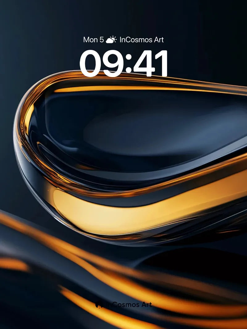 Luminous Wave Wallpaper with Liquid Gold Veins