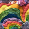 Whimsical Felt Rainbow Wallpaper with Floating Hearts wallpaper for iPhone, iPad & Mac