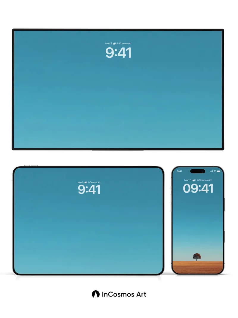 Serenity Horizon Wallpaper with Solitary Tree