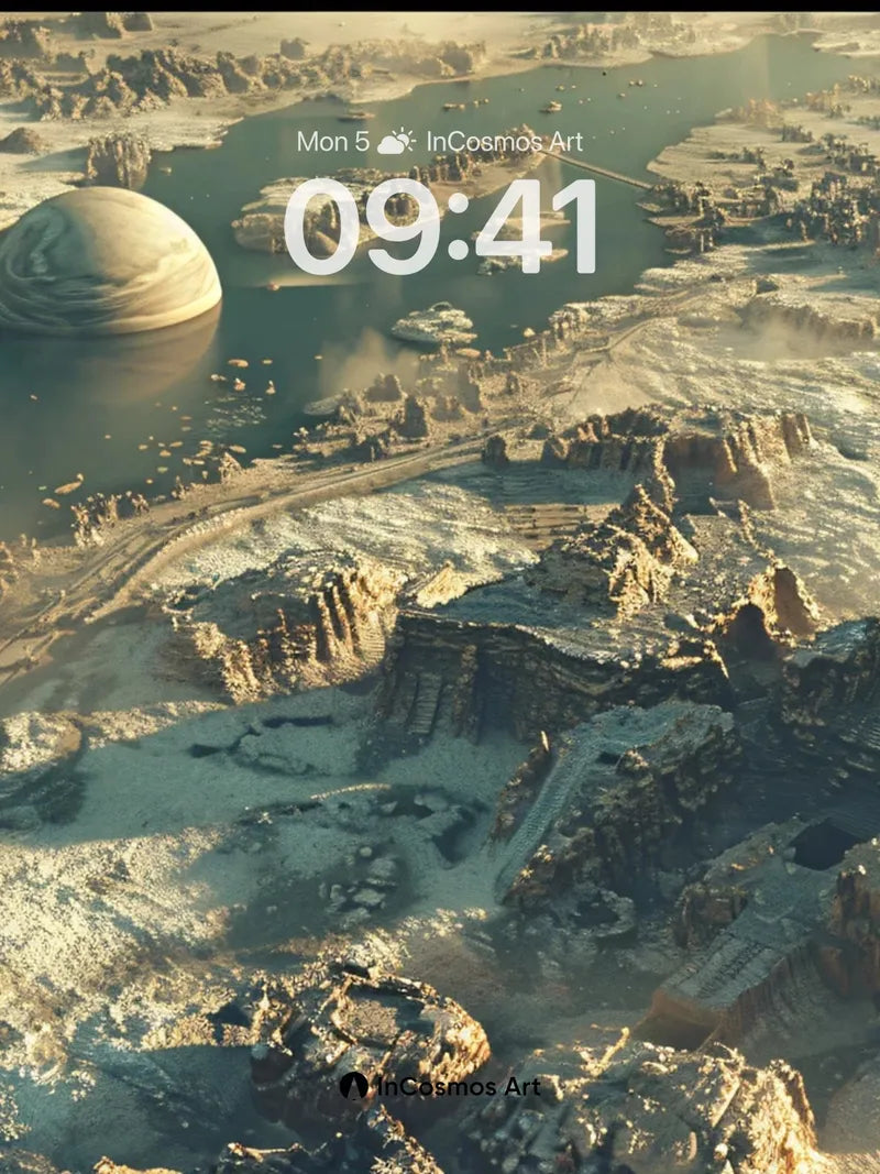 Desert Mirage Wallpaper with Floating Pyramids
