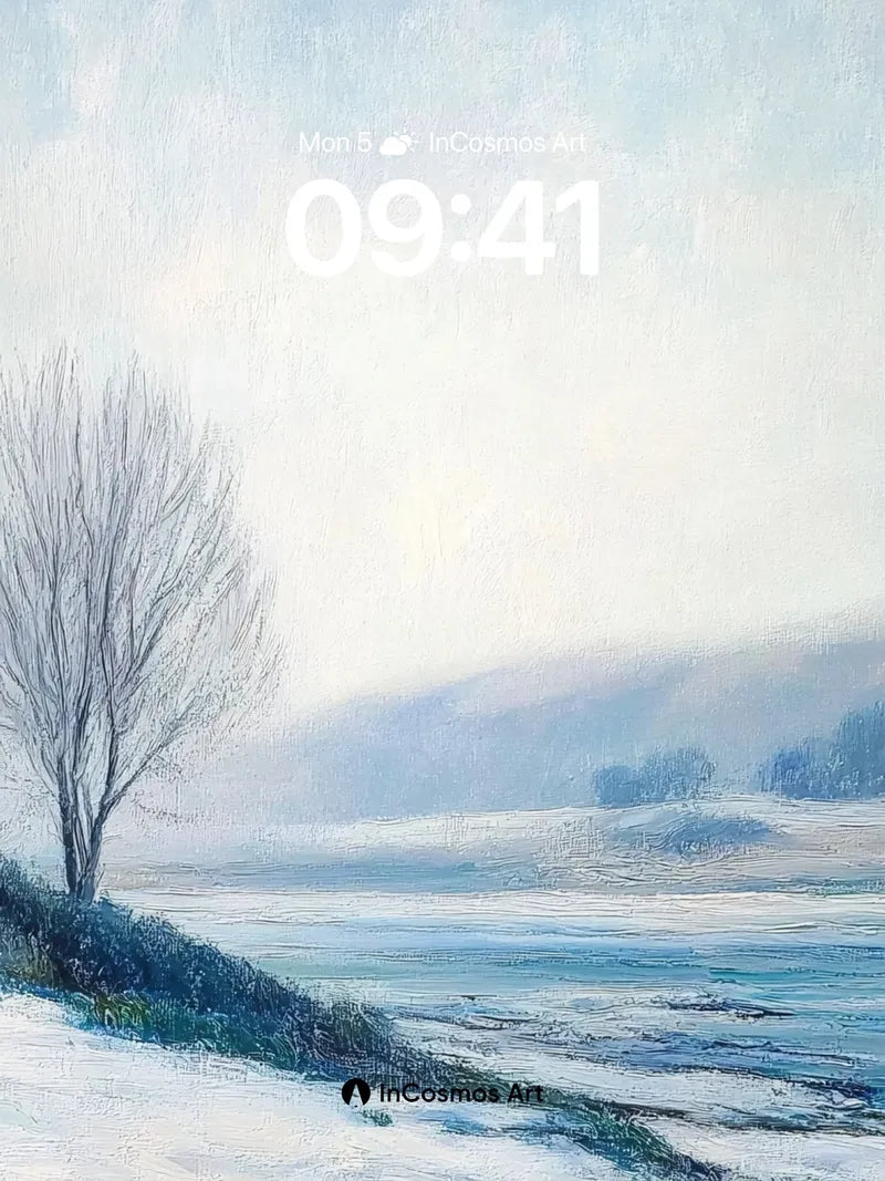 Silent Snowdrift Wallpaper with Solitary Tree wallpaper for iPhone, iPad & Mac