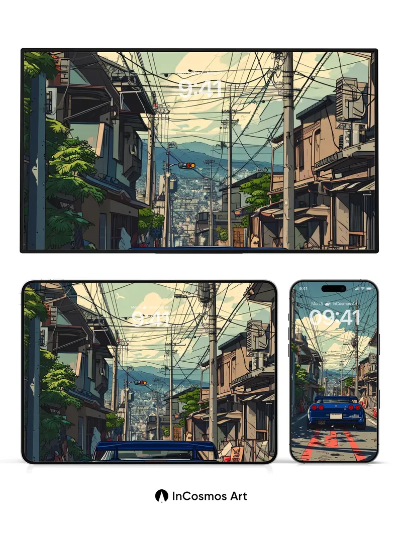 Neon Pulse Wallpaper with Electric Blue Drift