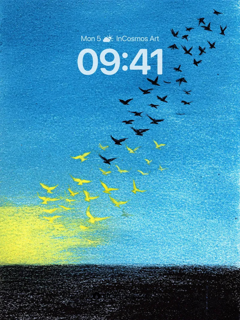 Serpentine Sky Wallpaper with Flock of Light