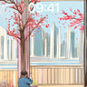 Serenity Bloom Wallpaper with City Silhouettes wallpaper for iPhone, iPad & Mac