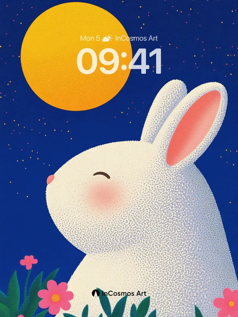 Starry Hush Rabbit Wallpaper with Moonlit Whispers