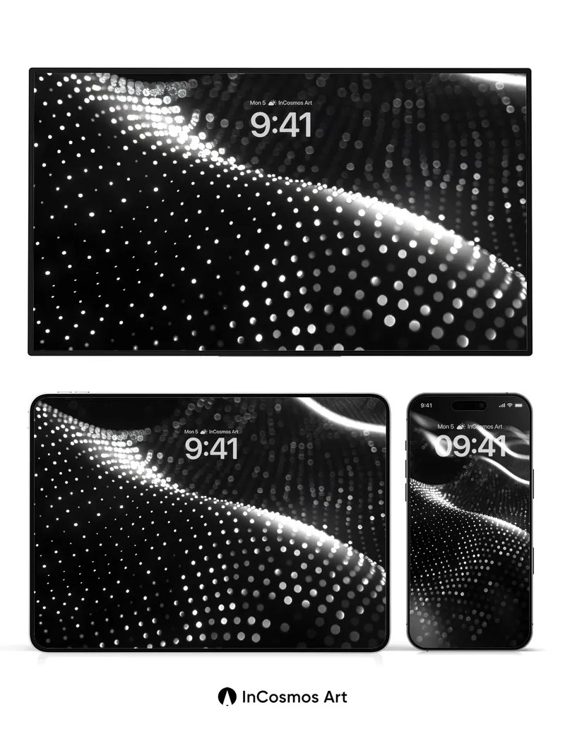 Luminous Wave Wallpaper with Dotted Veil