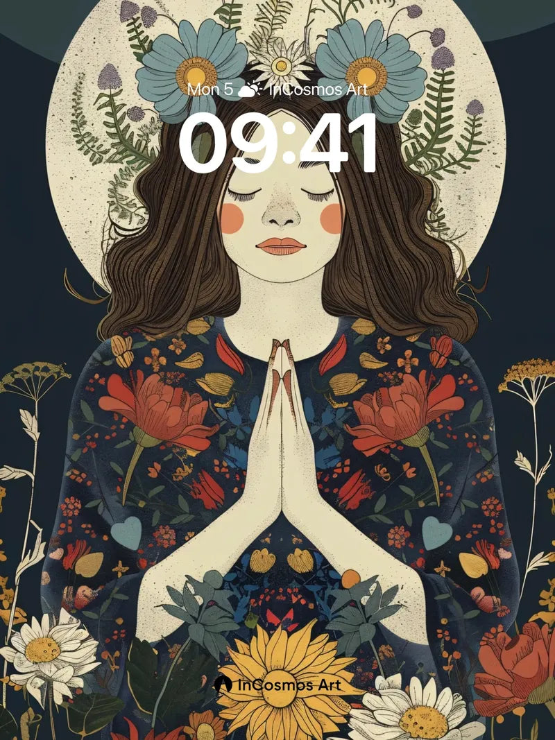 Serene Bloom Wallpaper with Floral Halo