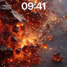Incandescent Ember Wallpaper with Floating Fragments wallpaper for iPhone, iPad & Mac