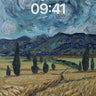 Starry Night Swirls Wallpaper with Golden Fields wallpaper for iPhone, iPad & Mac