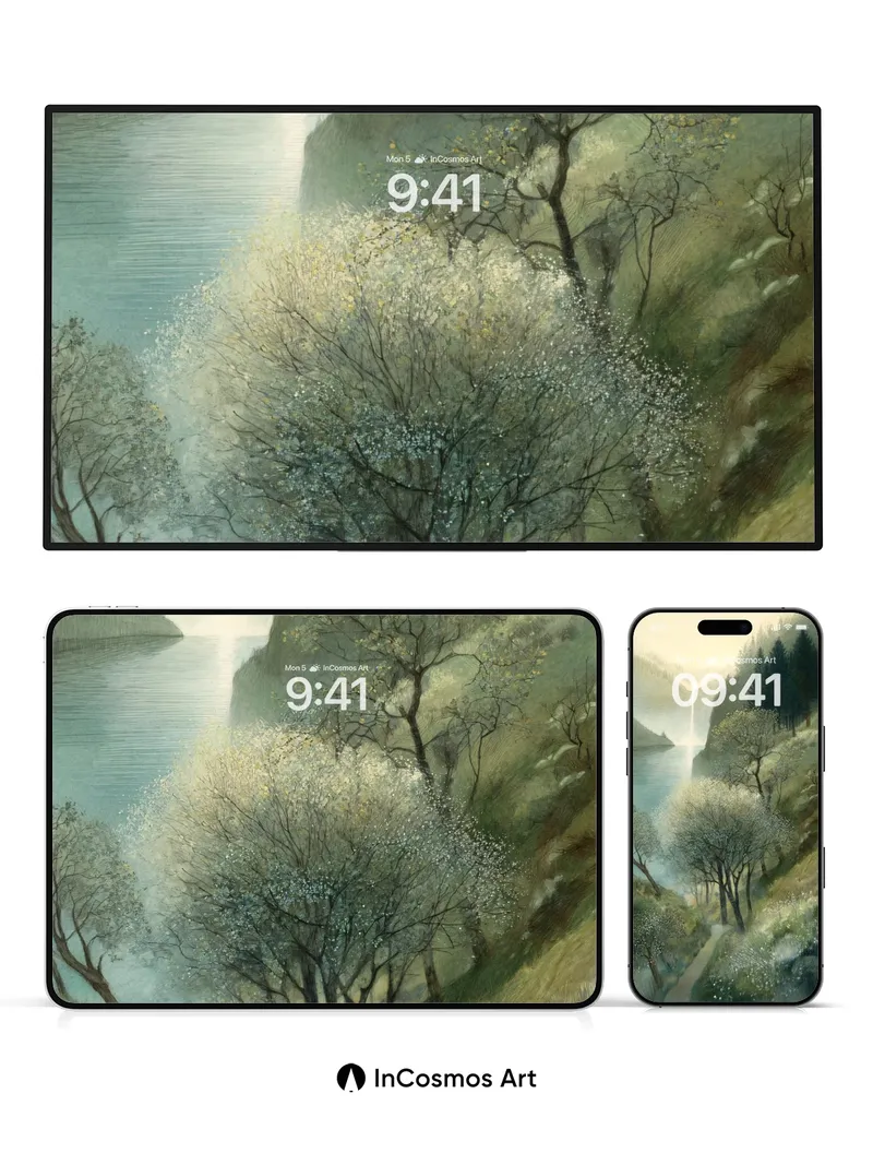 Mist-Woven Valley Wallpaper with Whispering Trees
