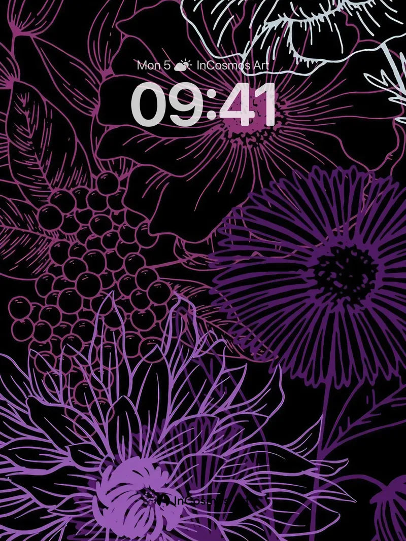 Nocturnal Bloom Wallpaper with Electric Veins