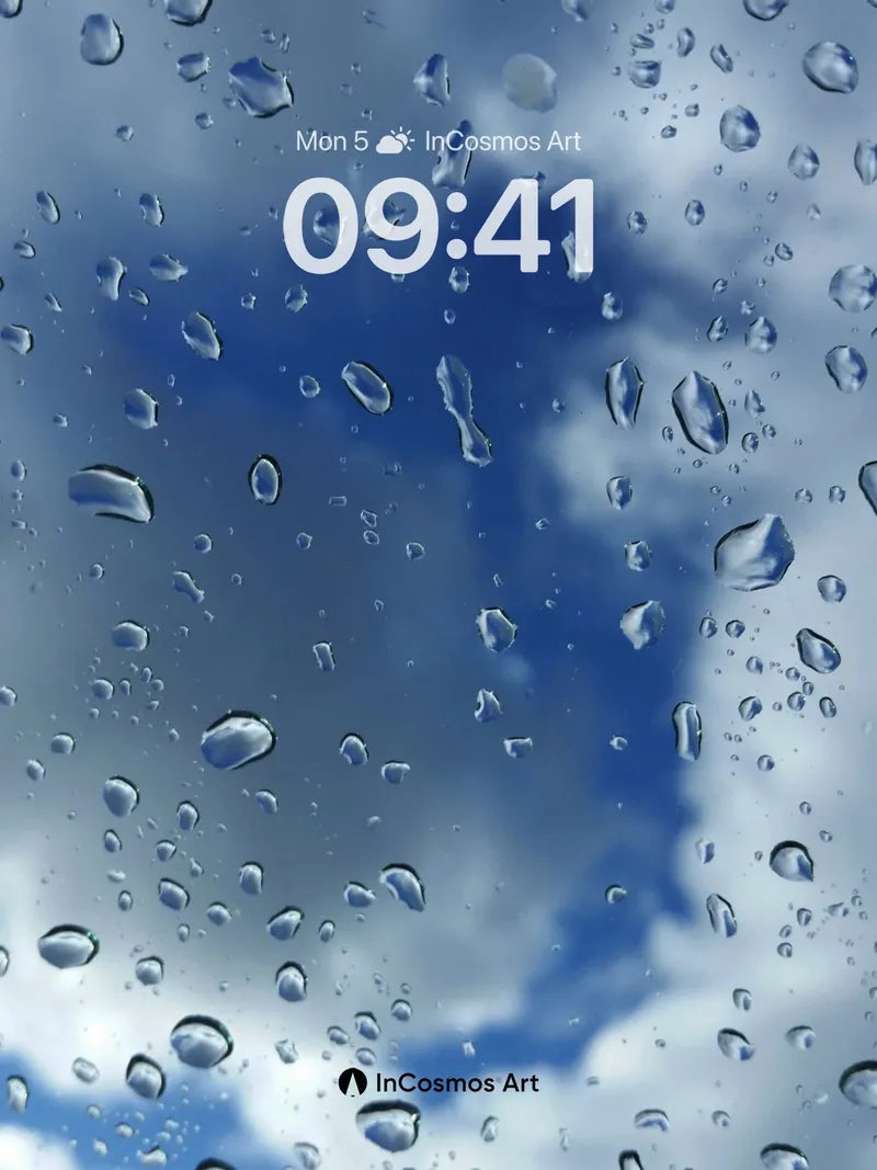 Skyward Raindrops Wallpaper with Clouded Reflections