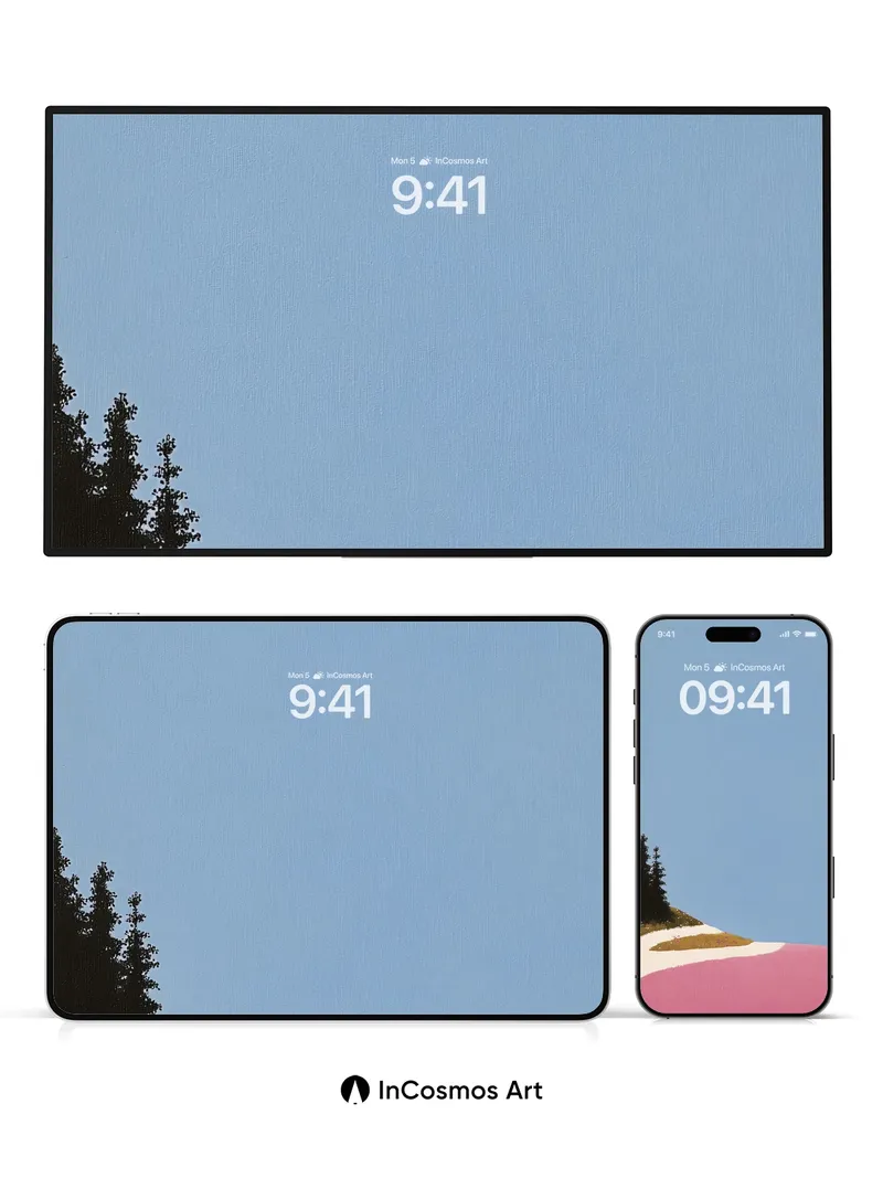 Serene Slope Wallpaper with Whispering Pines