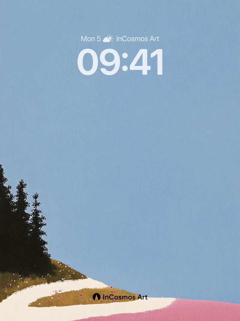 Serene Slope Wallpaper with Whispering Pines