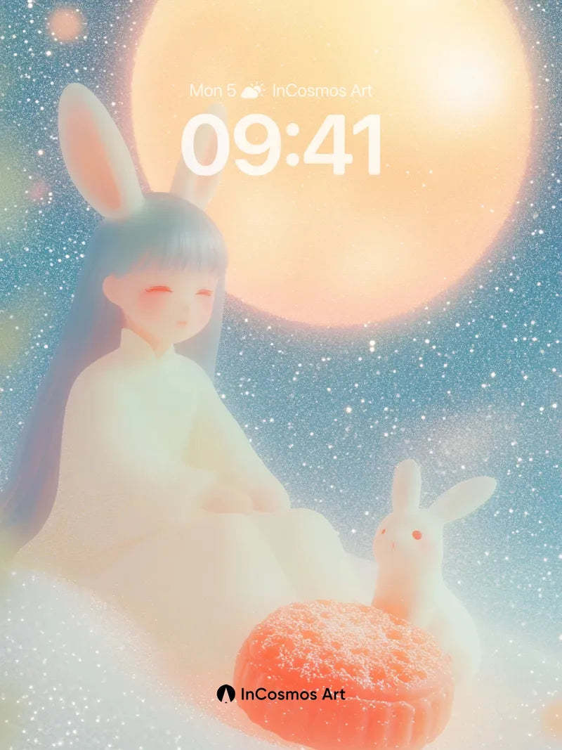 Lunar Hush Wallpaper with Rabbit Moonlight