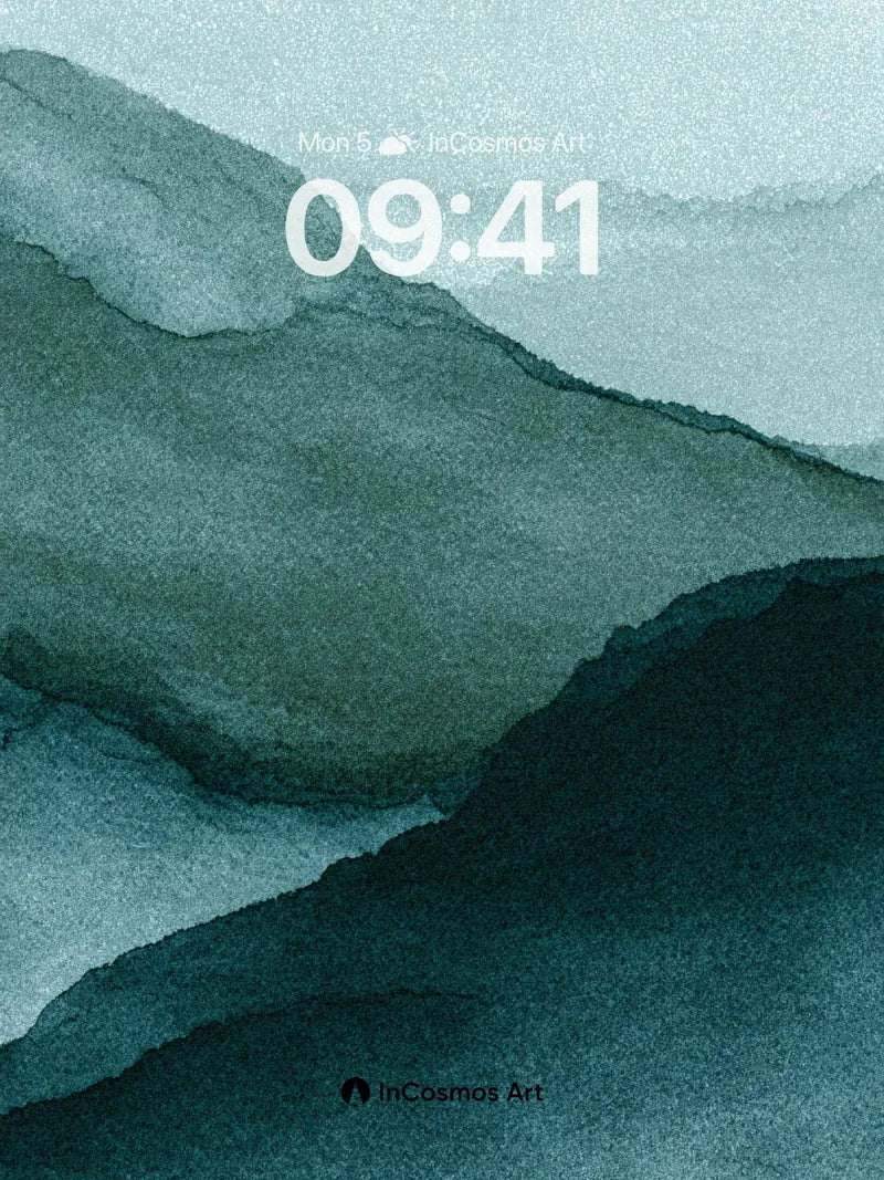 Mist-Cloaked Mountain Wallpaper in Teal Hush