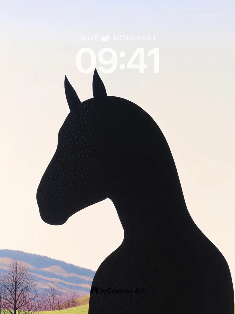 Silhouetted Equine Wallpaper with Mountain Hush