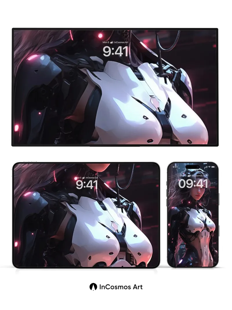 Neon Pulse Wallpaper with Cybernetic Grace