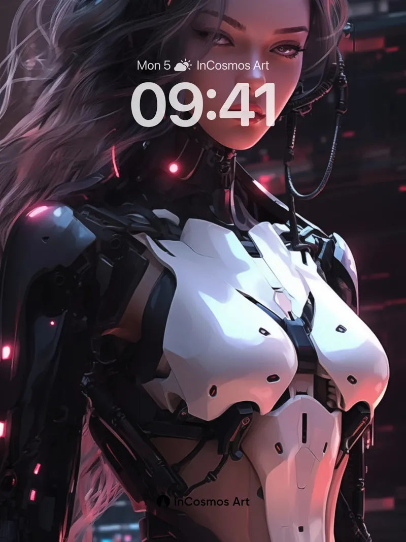 Neon Pulse Wallpaper with Cybernetic Grace