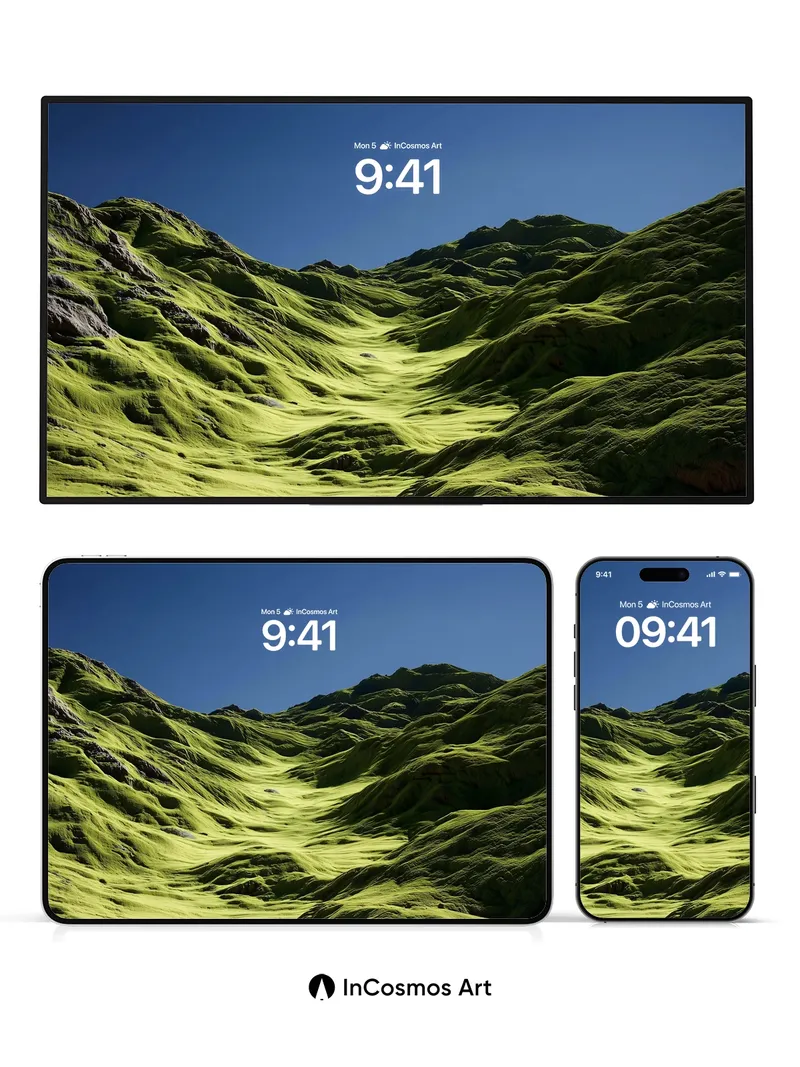 Luminous Valley Wallpaper with Living Moss