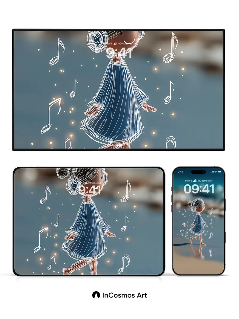 Whimsical Sketch Wallpaper with Floating Notes