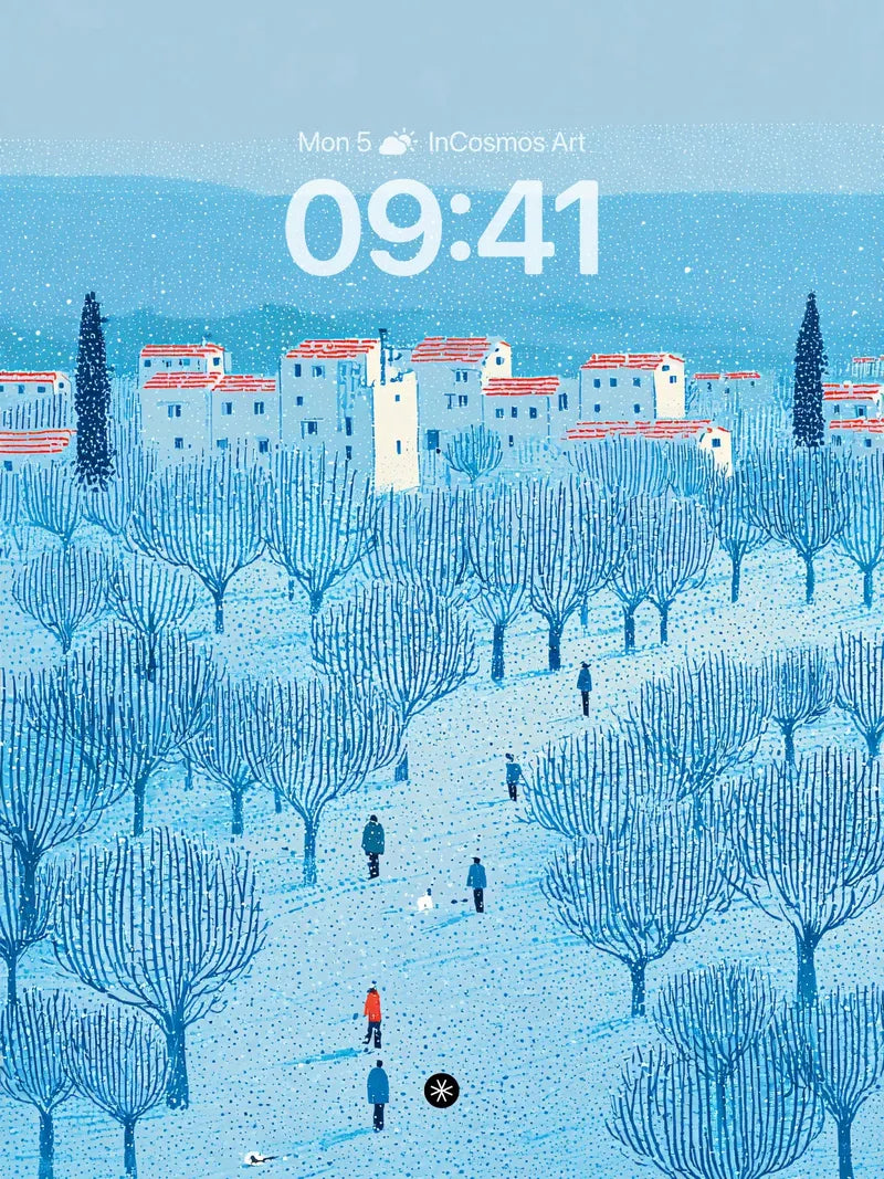 Serene Winter Village Wallpaper Background wallpaper for iPhone, iPad & Mac