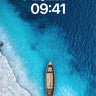 Serene Abyss Wallpaper with Wooden Boat Drift wallpaper for iPhone, iPad & Mac