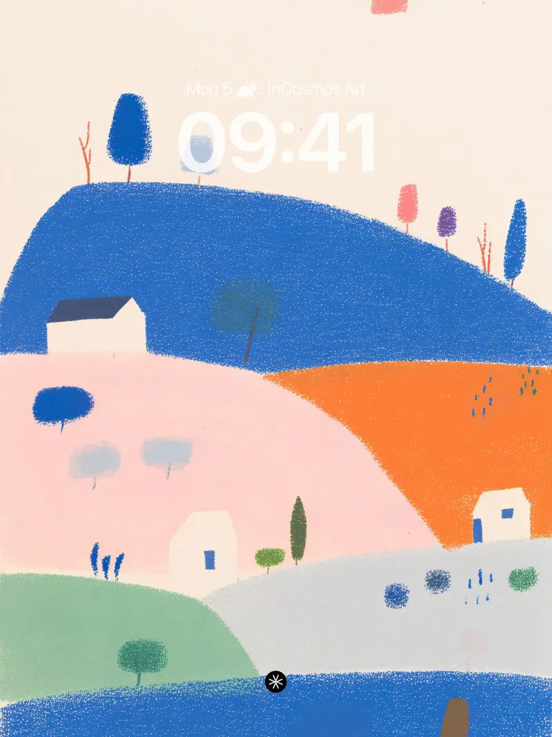 Serene Pastel Hills Wallpaper with Abstract Nature Motifs wallpaper for iPhone, iPad & Mac