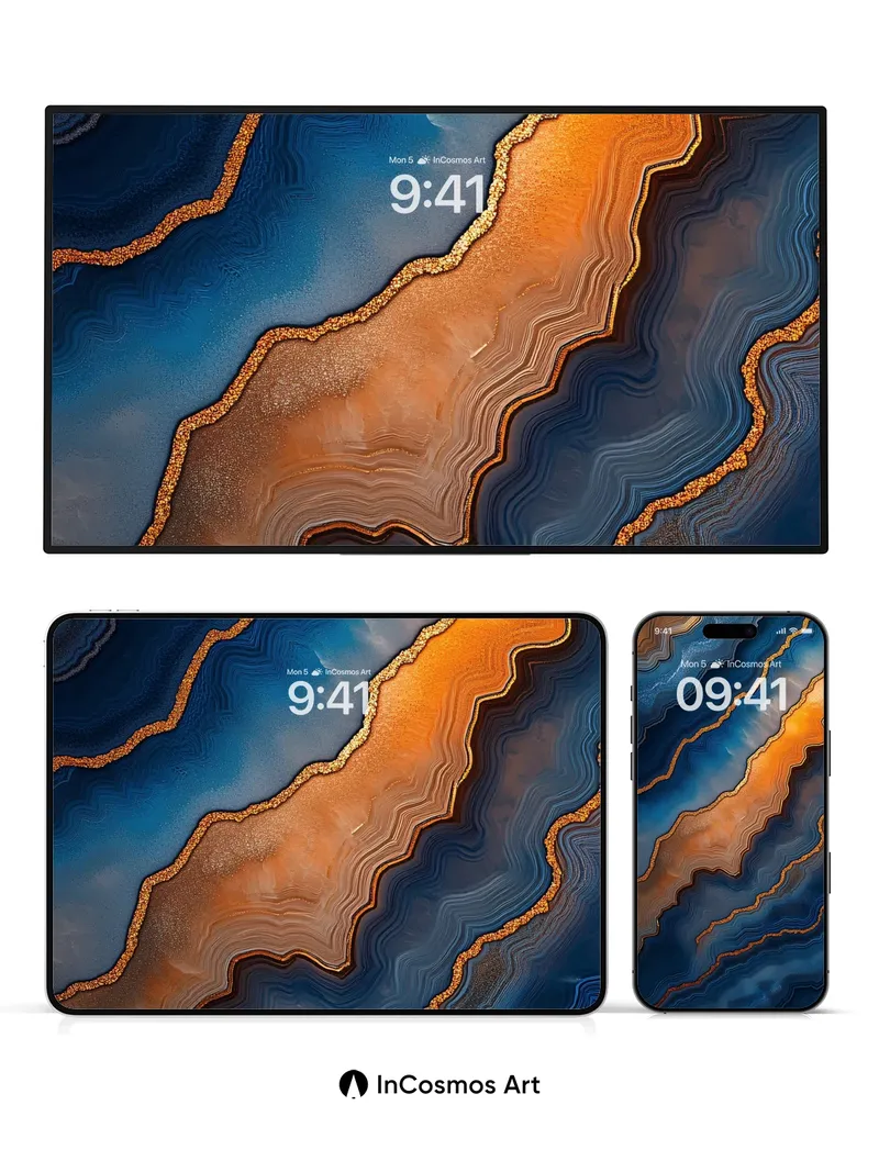 Deep Currents Wallpaper with Golden Veins