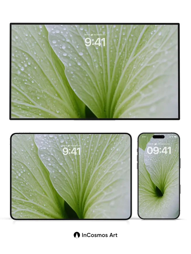 Serene Dewdrop Wallpaper with Veined Petals