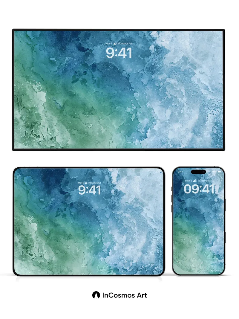 Ocean Breath Wallpaper with Turquoise Veins