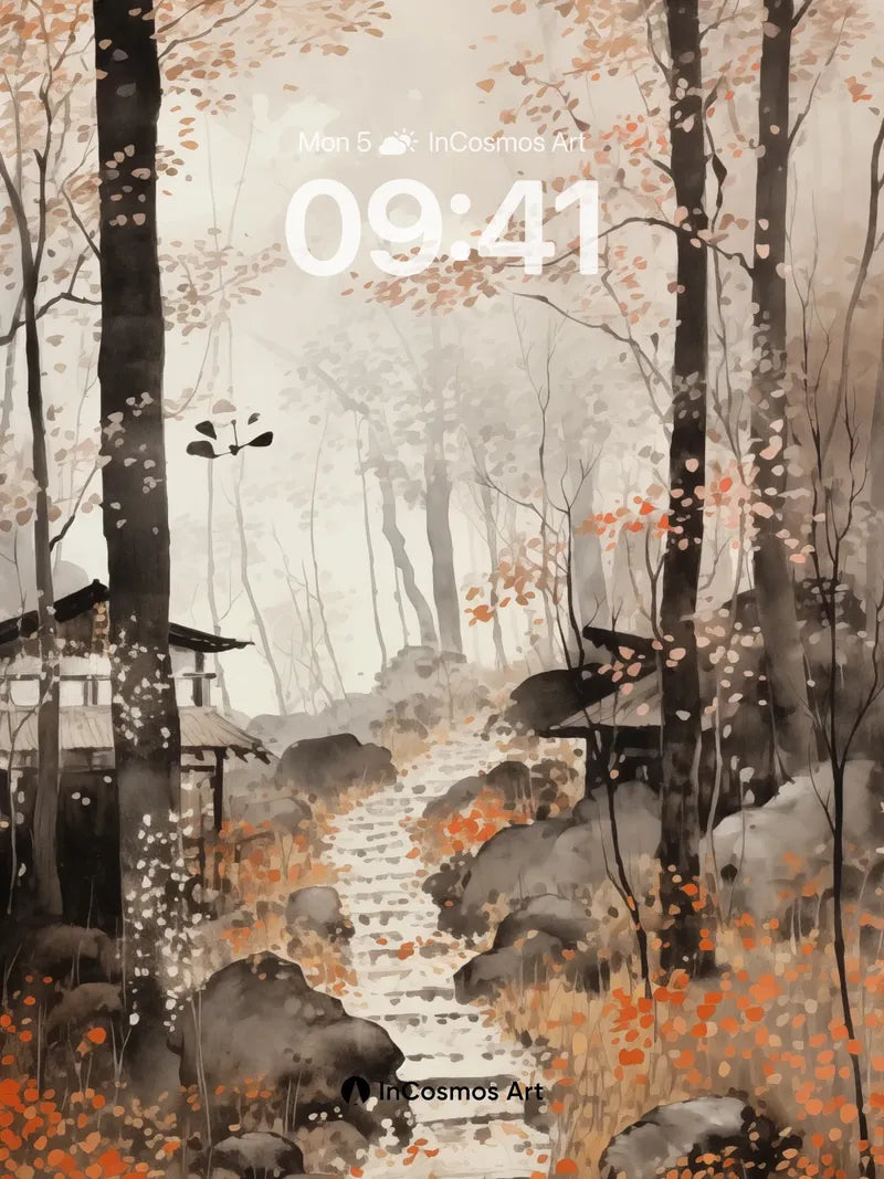 Autumn Whispers Wallpaper with Stone Path