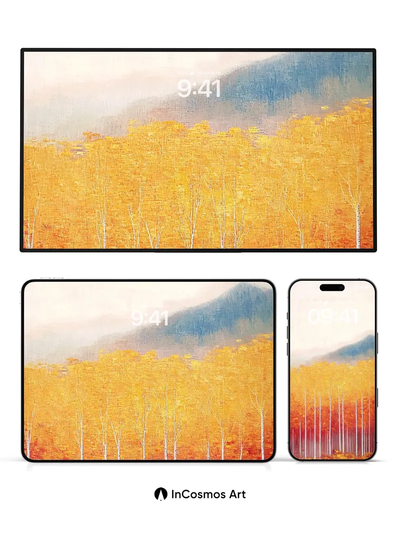 Autumn Hush Wallpaper with Mountain Veil