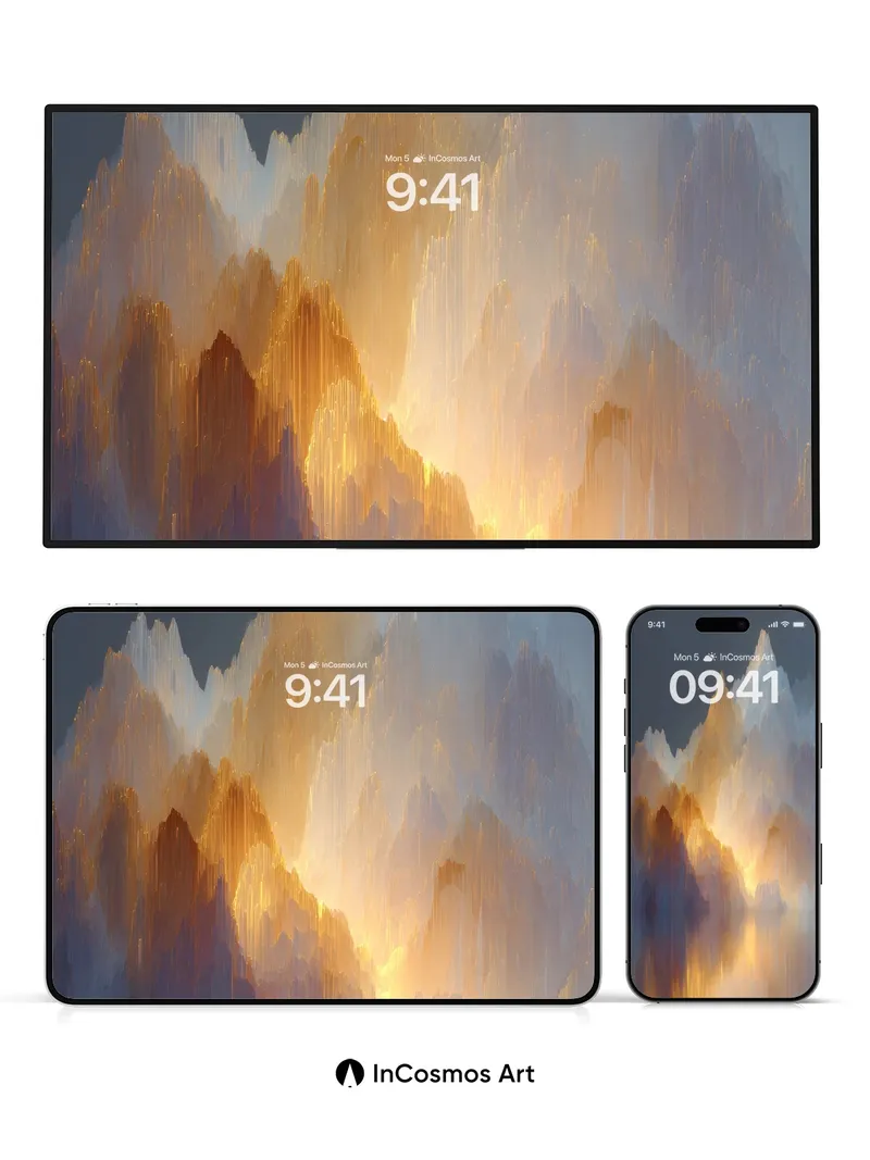 Golden Veil Wallpaper with Frozen Light