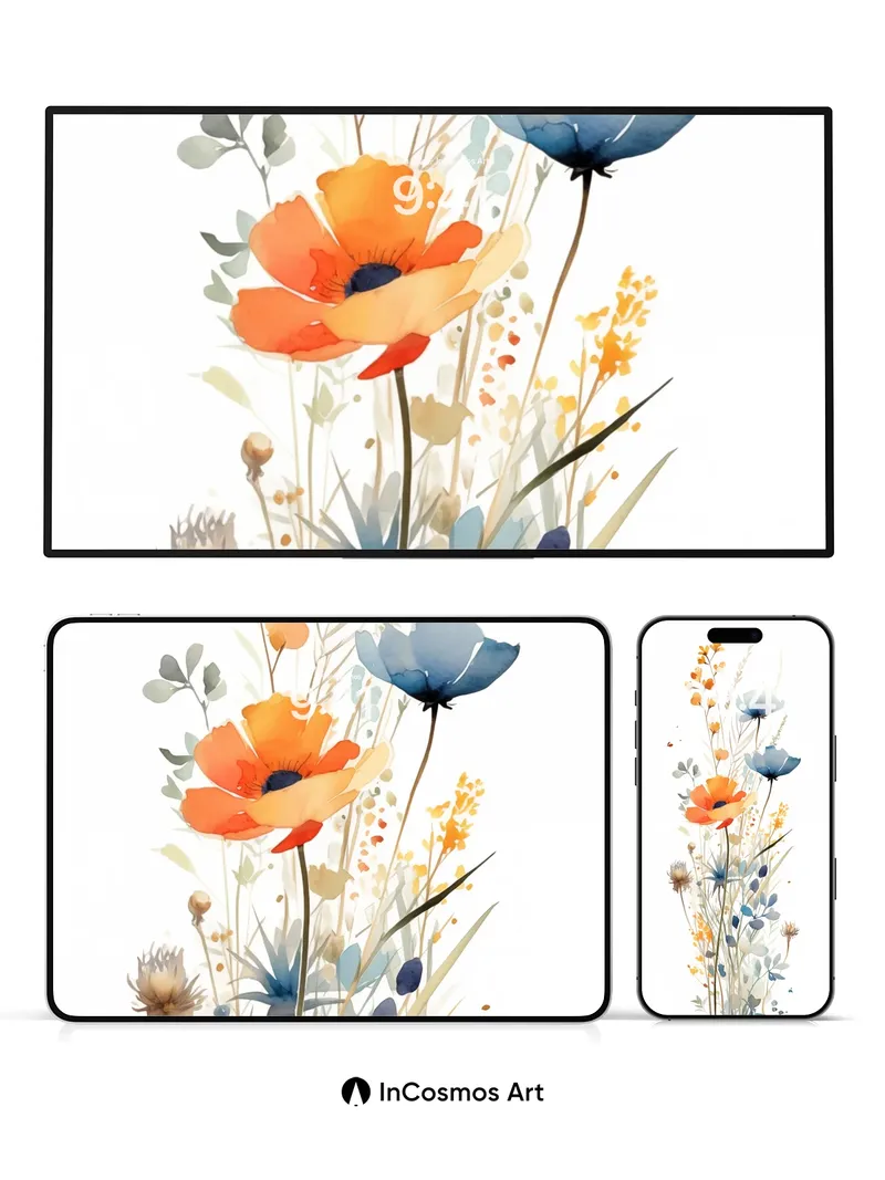 Whispering Meadow Wallpaper with Floating Petals