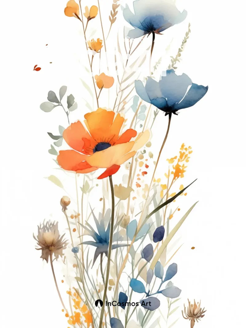 Whispering Meadow Wallpaper with Floating Petals