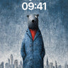 Lonely Bear Wallpaper in Rain-Soaked City wallpaper for iPhone, iPad & Mac