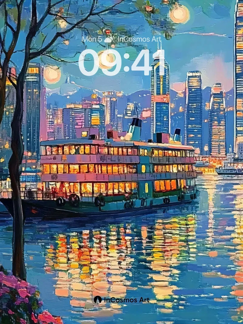 Luminous Harbor Wallpaper with Starlit Reflections