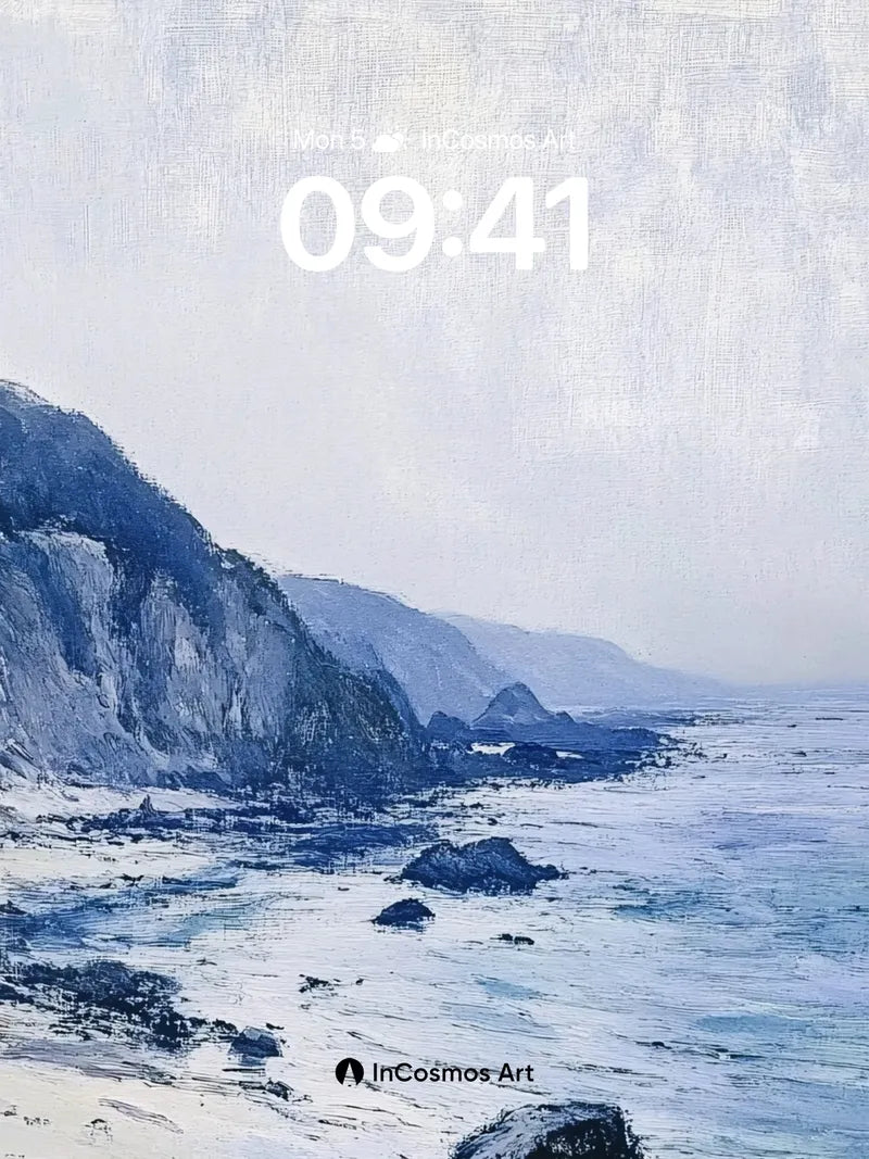 Serenity Shore Wallpaper with Mist-Weaved Cliffs wallpaper for iPhone, iPad & Mac