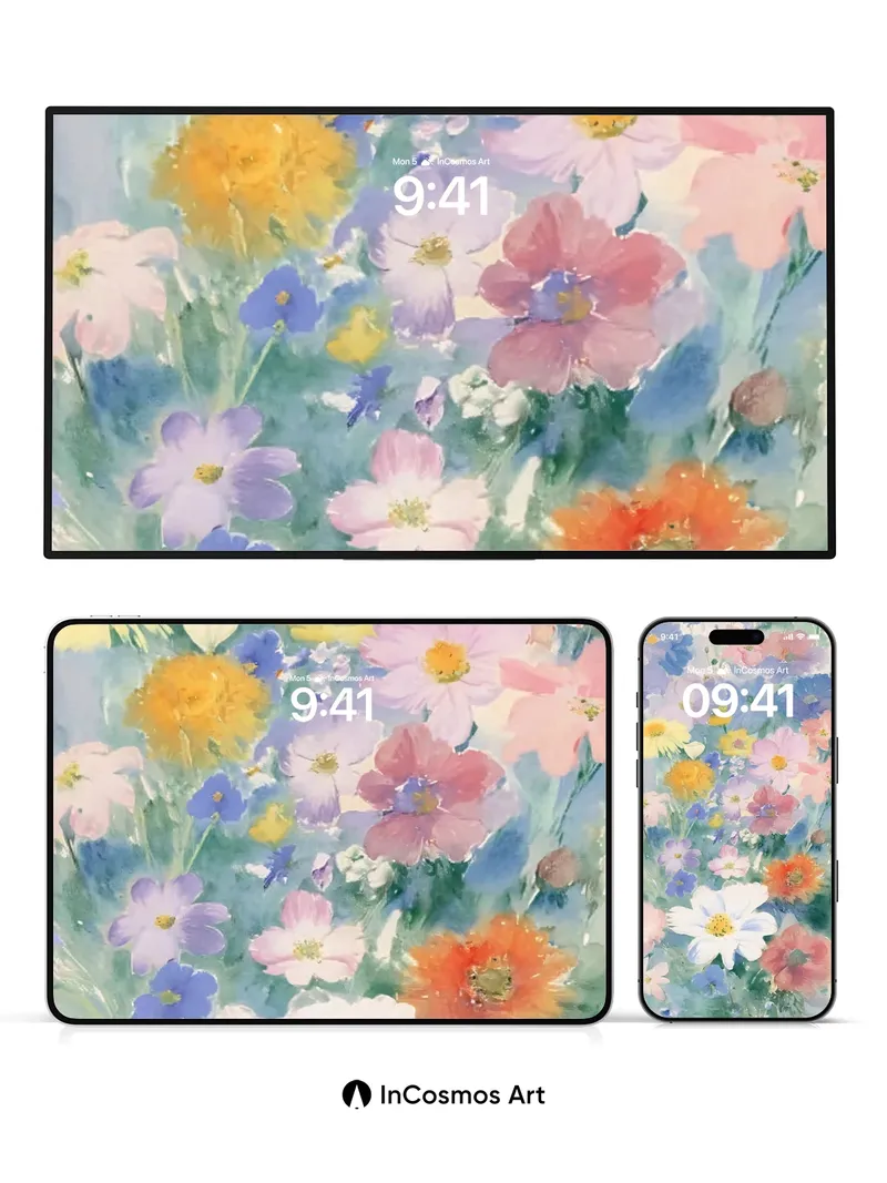 Whispering Bloom Wallpaper with Watercolor Light