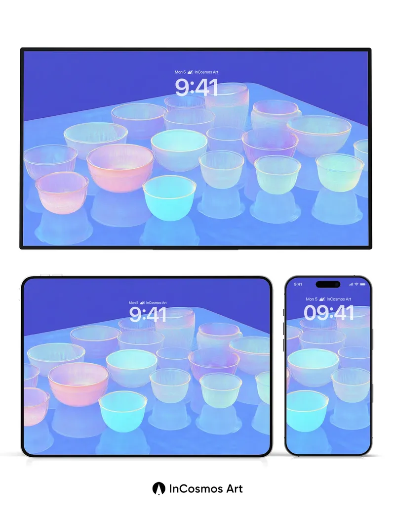 Luminous Glass Bowl Wallpaper with Ethereal Hues