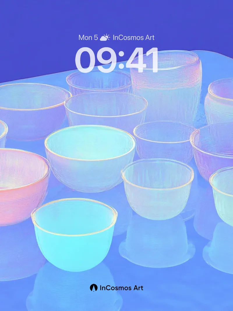 Luminous Glass Bowl Wallpaper with Ethereal Hues