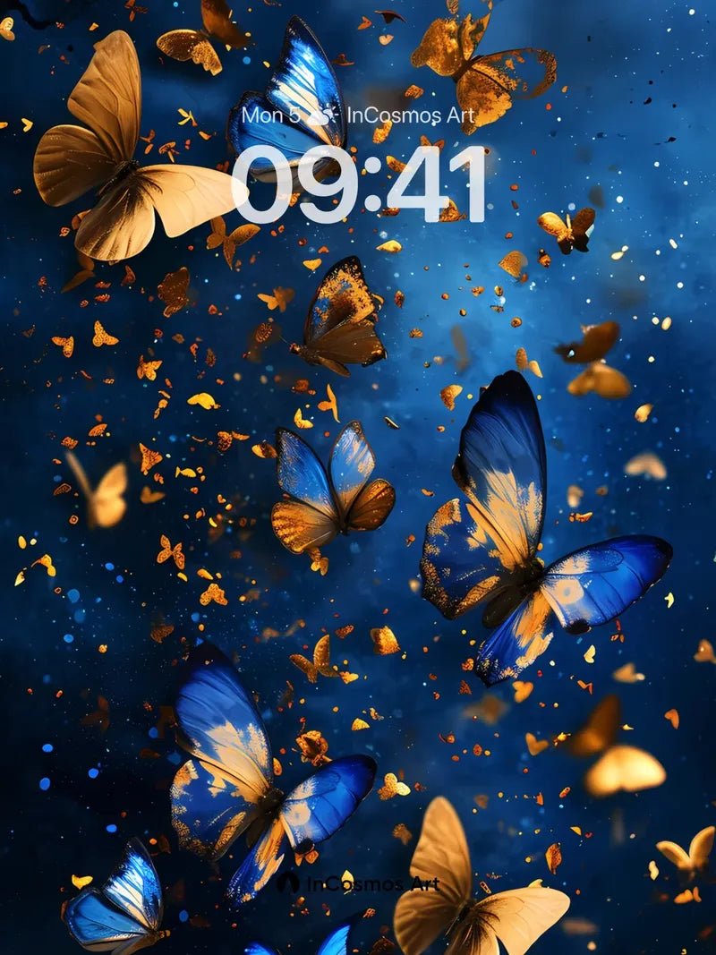 Luminous Flight Wallpaper with Golden Dust