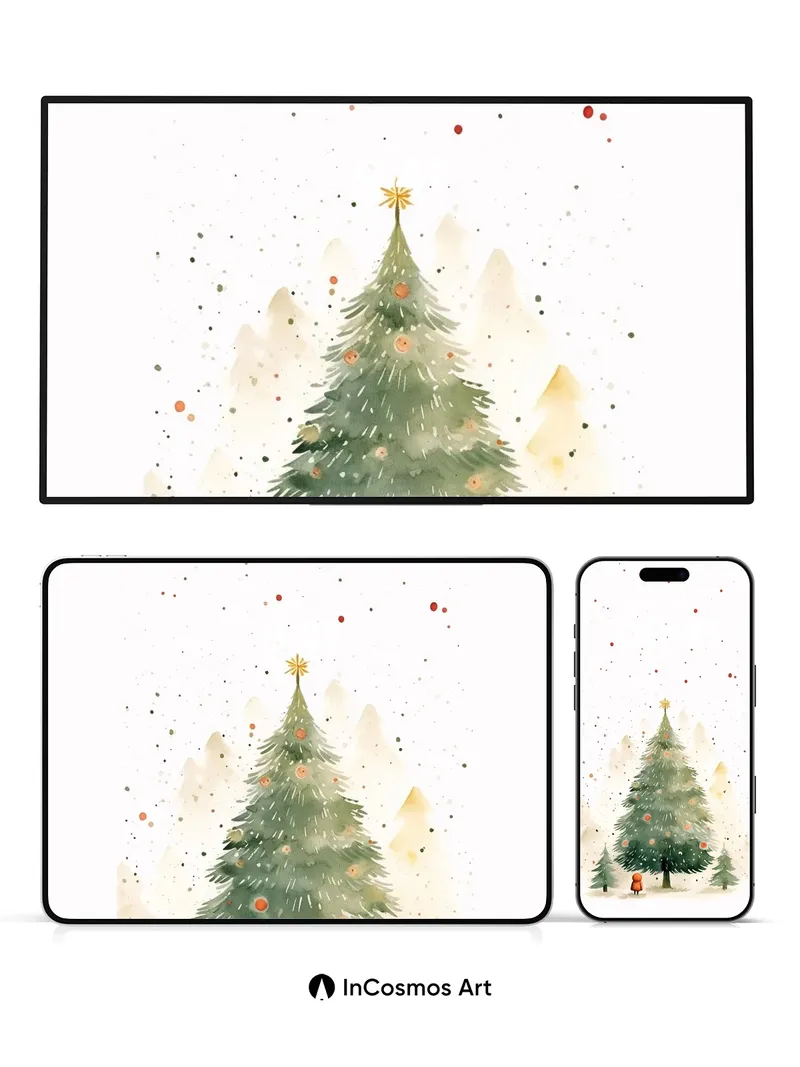 Whispering Pine Wallpaper with Starlit Snowfall