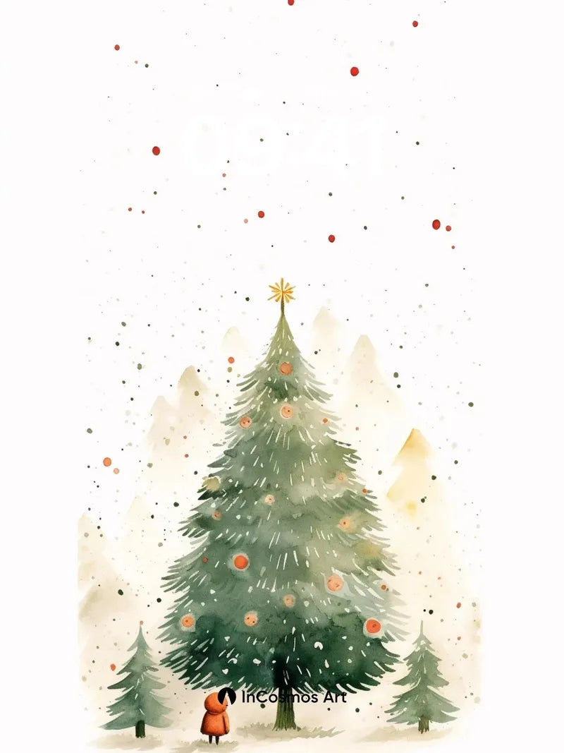 Whispering Pine Wallpaper with Starlit Snowfall