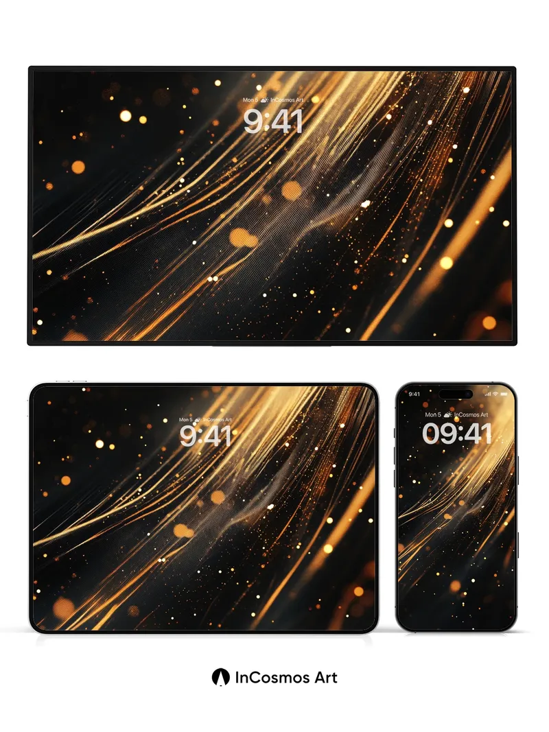 Golden Veil Wallpaper with Starlight Trails