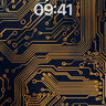 Golden Circuit Wallpaper with Electric Pulse wallpaper for iPhone, iPad & Mac