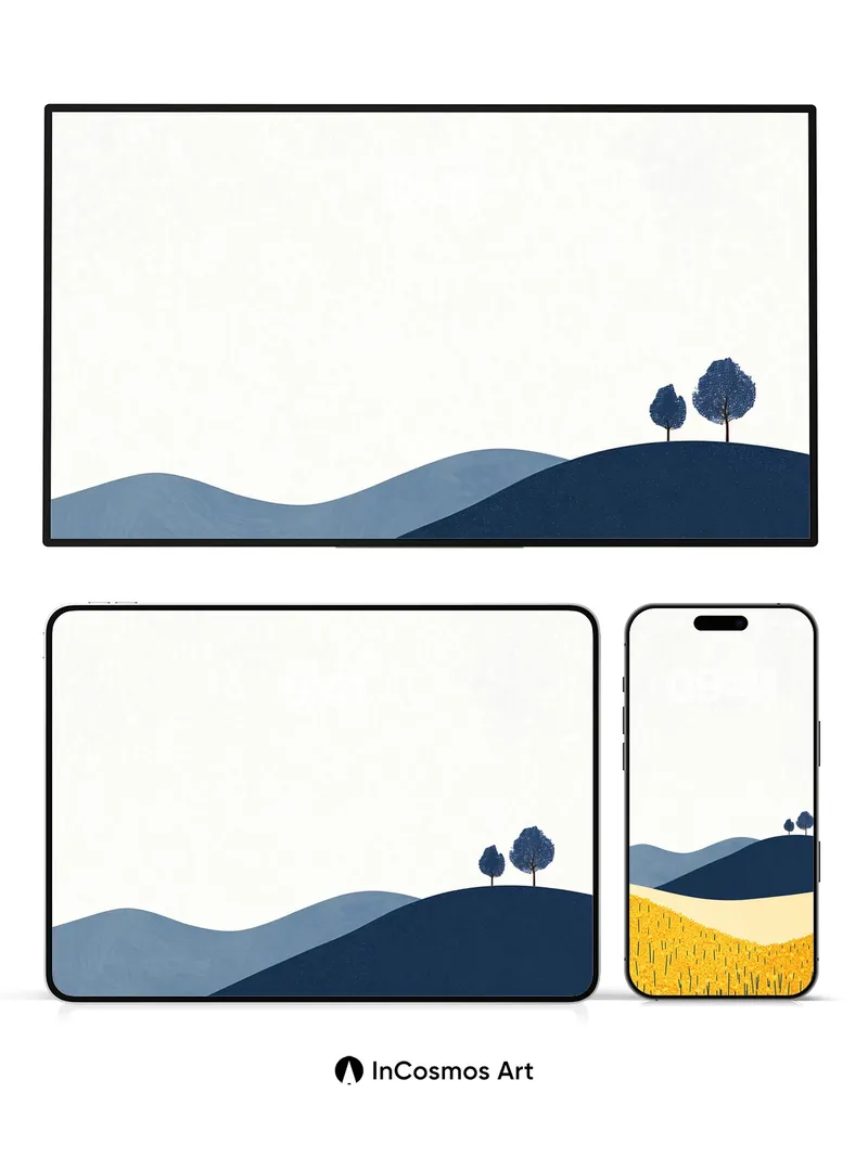 Serenity Field Wallpaper with Whispering Hills